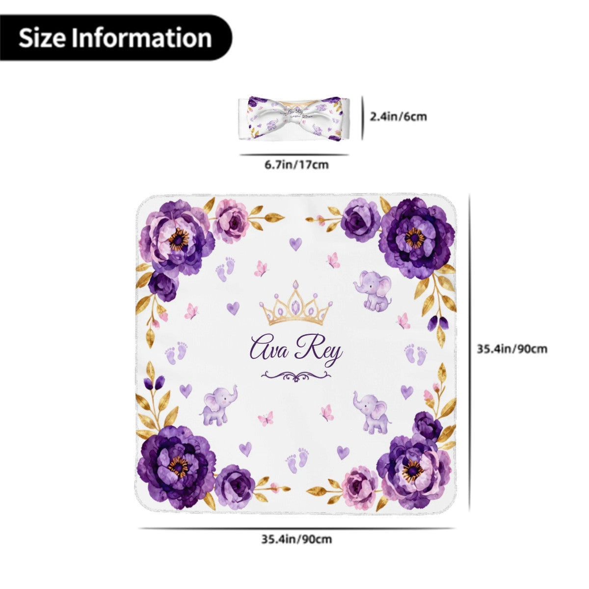 Personalized Baby Blanket & Headband Set | Custom Name Gift