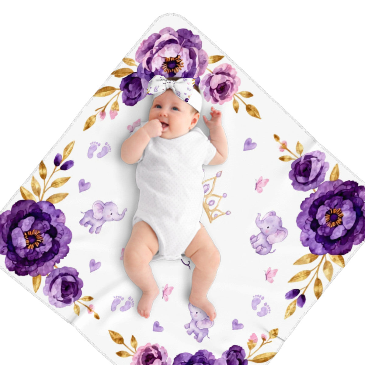 Personalized Baby Blanket & Headband Set | Custom Name Gift