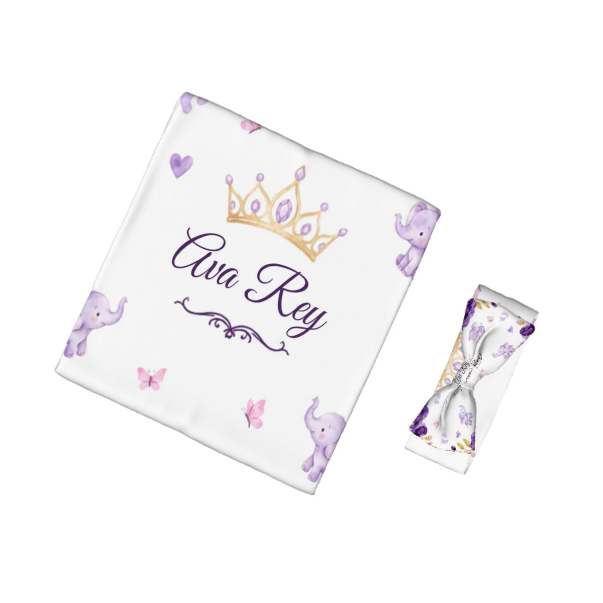 Personalized Baby Blanket & Headband Set | Custom Name Gift